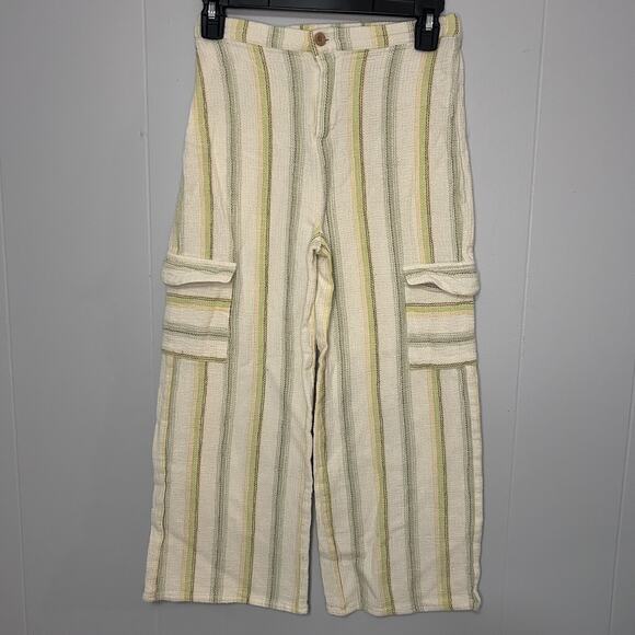 Tahari Girls Sz 12 Striped Cotton Boho Cargo Pants Bohemian Wide Summer Beach - Picture 1 of 6